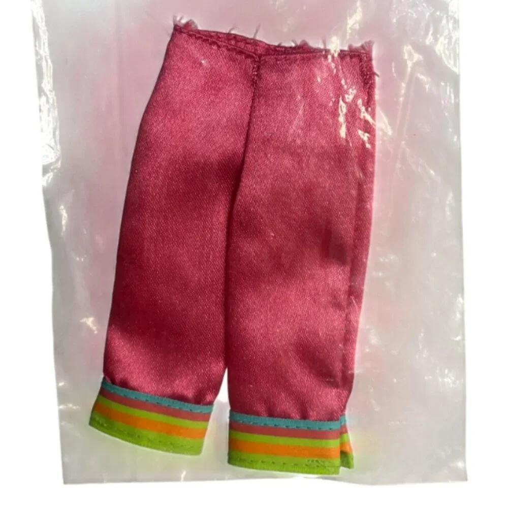 VTG Barbie Doll Pink Satin Capri Pants Wide-Leg Striped Cuffs Fashionista Outfit